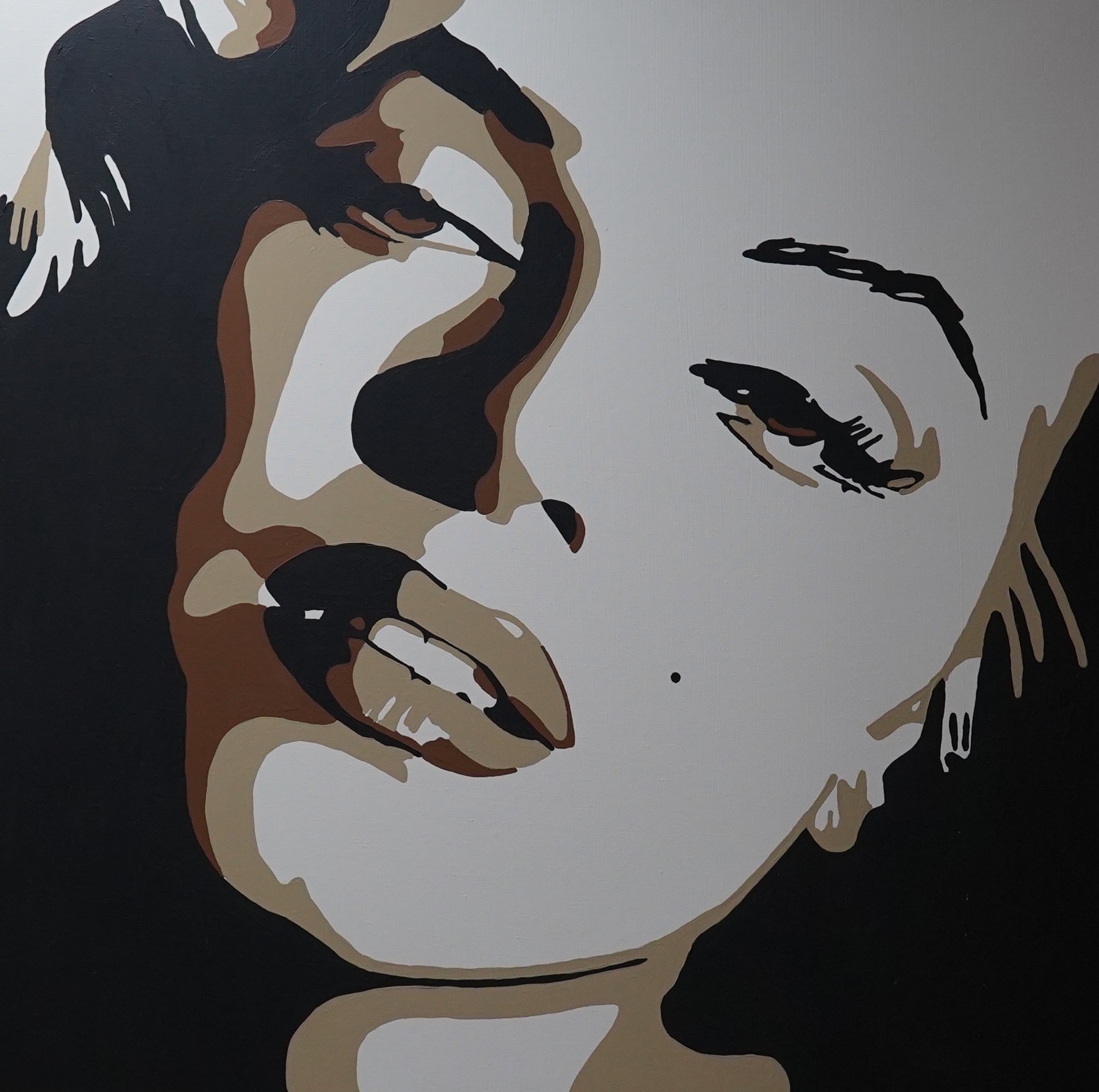 Pop art style, oil on canvas, Marilyn Monroe, monogrammed S J V and dated '04, 90 x 90cm, unframed. Condition - good